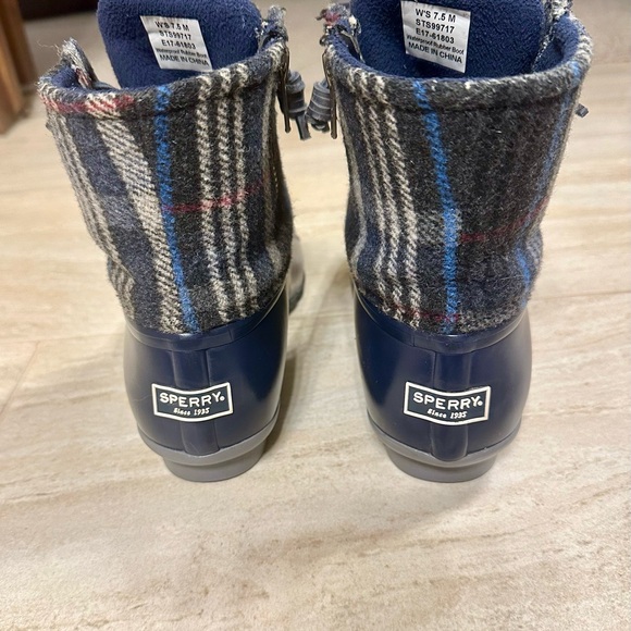 Sperry Saltwater Plaid Wool Winter Waterproof Duck Boots 7.5 - Picture 3 of 9